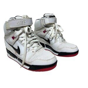 Nike Women's Size 7 Air Revolution High-Top White/Black/Red Leather & Mesh